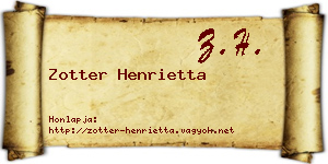 Zotter Henrietta névjegykártya